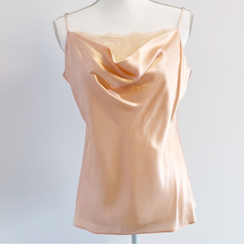 NWT Paige Giovanna Silk Camisole Top, Evening Sand Peachy Pink, 100% Silk, L